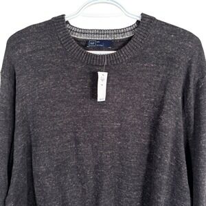 Gap Crewneck Sweater Mens 2XL Charcoal Gray Marled Cotton Blend Knit NEW